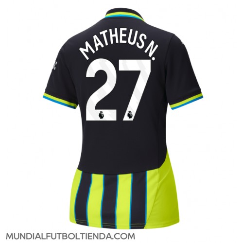 Camiseta Manchester City Matheus Nunes #27 Segunda Equipación Replica 2024-25 para mujer mangas cortas